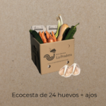 Ecocesta de 24 huevos + 4kg de verduras + 250gr ajo